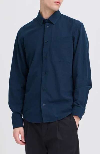 Casual Friday Regular Fit Cotton Button-up Shirt In Blue