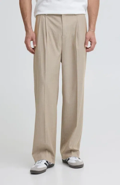 Casual Friday Stripe Pleated Trousers In Neutral