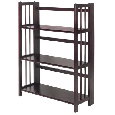 Casual Home 3-shelf Folding Stackable Bookcase 27.5" Wide-espresso In Blue