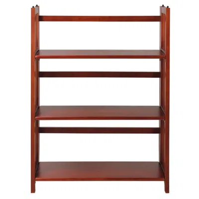 Casual Home 3-shelf Folding Stackable Bookcase 27.5" Wide-mahogany In Black