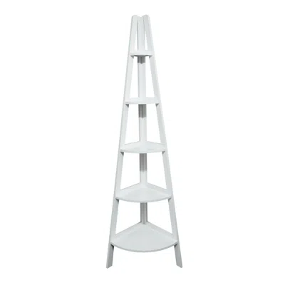 Casual Home 5-shelf Corner Ladder Bookcase - White