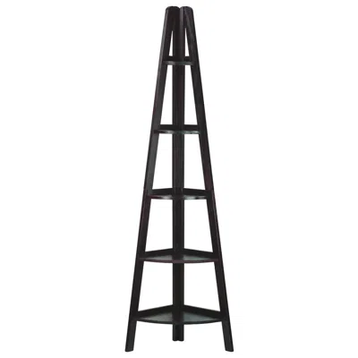 Casual Home 5-shelf Corner Ladder Bookcase-espresso In Black