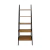 Casual Home 5-shelf Ladder Bookcase - Rustic Brown/black In Brown