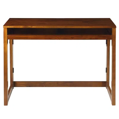 Casual Home Folding Desk With Pull-out & Usb Port-warm Brown