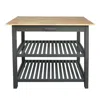 Casual Home Kitchen Island Bar Station With Hardwood Counter Top - Slate Gray