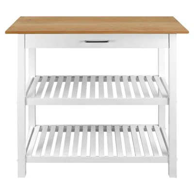 Casual Home Kitchen Island With Solid American Cherry Top In Brown