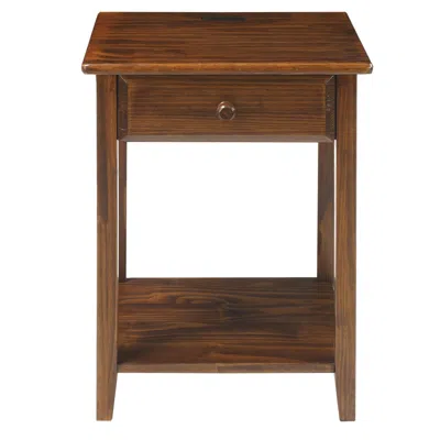Casual Home Night Owl Night Stand With Usb Port-warm Brown