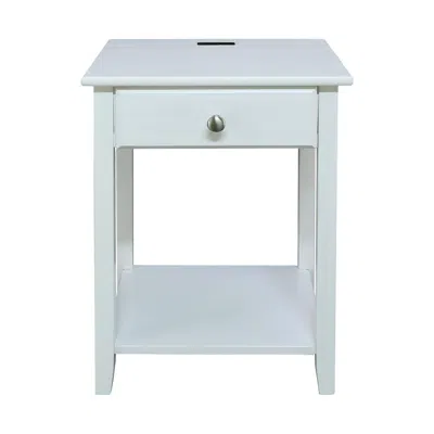 Casual Home Night Owl Nightstand With Usb Port-white