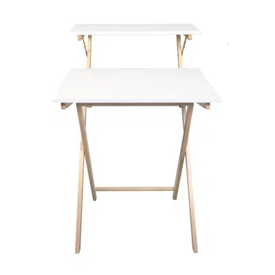 Casual Home Solid Wood 2-tier Folding Laptop Working Desk In White