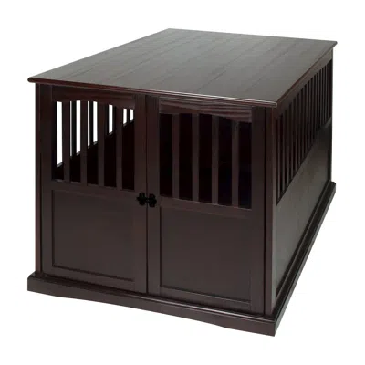Casual Home Wooden Extra Large Pet Crate Espresso End Table In Brown