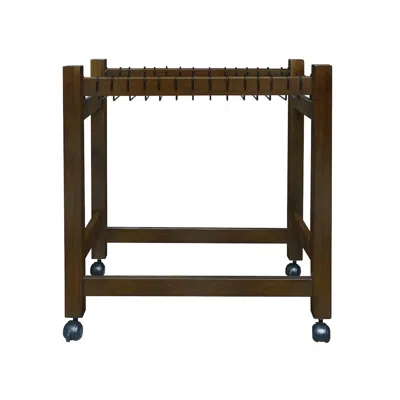 Casual Home Wooden Rolling Pants Trolley With 16 Hangers In Brown