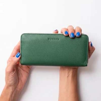 Casupo Large Zipper Wallet With Detachable Key Ring In Green