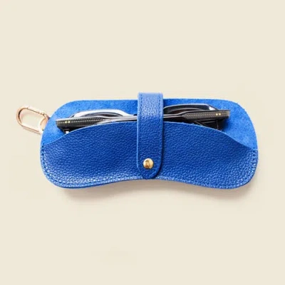 Casupo Leather Sunglasses Case With Key Ring In Blue
