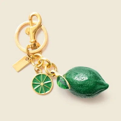 Casupo Lime Bag Charm With Keychain In Green