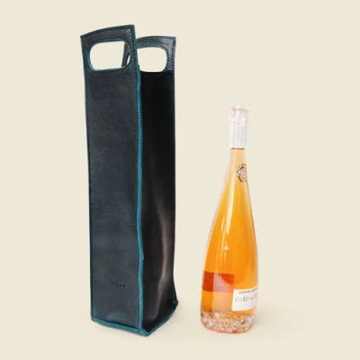 Casupo Premium Leather Bottle Tote With Handle In Blue