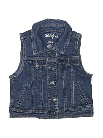 Pre-owned Cat & Jack Kids' Denim Vest In Blue