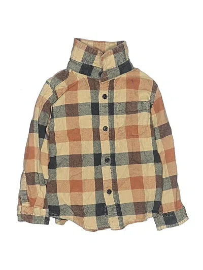 Pre-owned Cat & Jack Kids' Long Sleeve Button Down Shirt In Brown