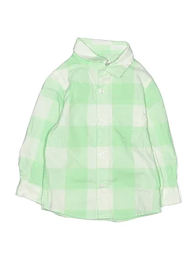 Pre-owned Cat & Jack Kids' Long Sleeve Button Down Shirt In Green