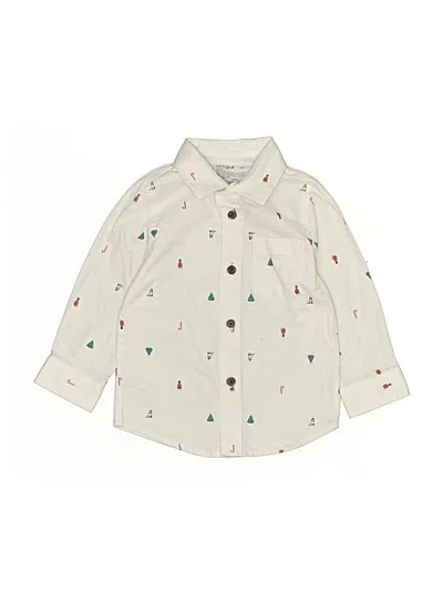 Pre-owned Cat & Jack Kids' Long Sleeve Button Down Shirt In Ivory