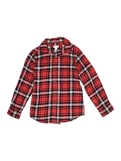 Pre-owned Cat & Jack Kids' Long Sleeve Button Down Shirt In Red