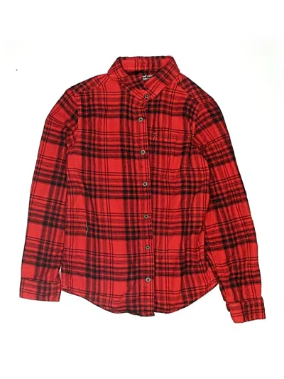 Pre-owned Cat & Jack Kids' Long Sleeve Button Down Shirt In Red