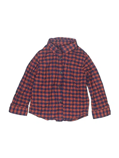 Pre-owned Cat & Jack Kids' Long Sleeve Button Down Shirt In Red