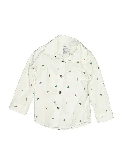 Pre-owned Cat & Jack Kids' Long Sleeve Button Down Shirt In White