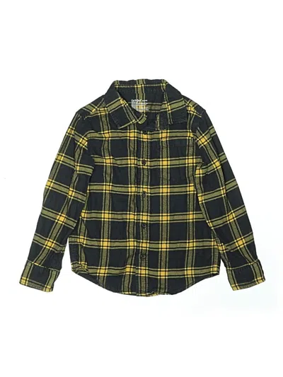 Pre-owned Cat & Jack Kids' Long Sleeve Button Down Shirt In Yellow