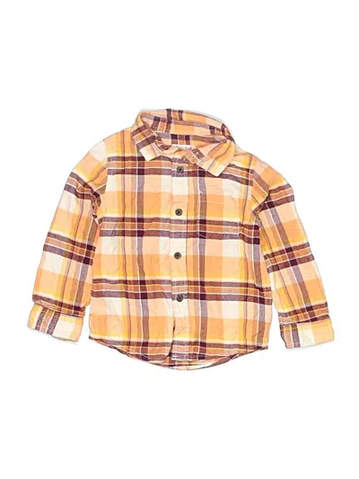 Pre-owned Cat & Jack Kids' Long Sleeve Button Down Shirt In Yellow