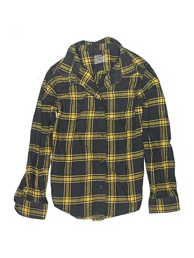 Pre-owned Cat & Jack Kids' Long Sleeve Button Down Shirt In Yellow