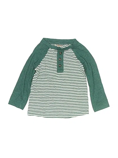 Pre-owned Cat & Jack Kids' Long Sleeve Henley In Green