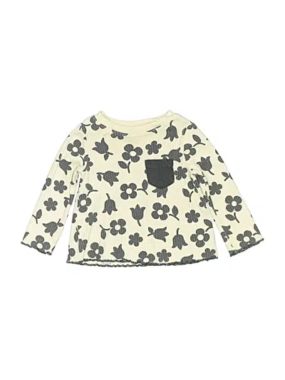 Pre-owned Cat & Jack Babies' Long Sleeve Top Ivory Crew Neck Tops In White