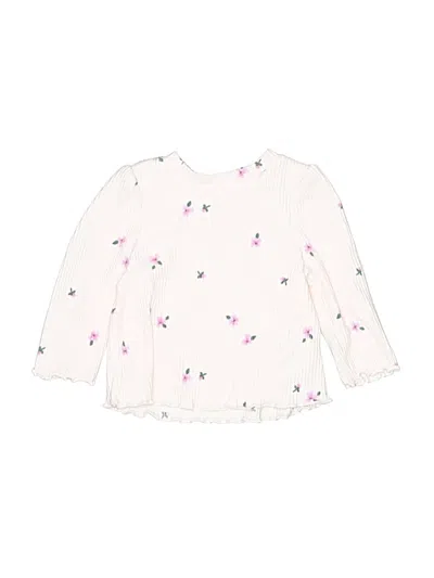 Pre-owned Cat & Jack Babies' Long Sleeve Top Ivory Ruffles Neckline Tops In White