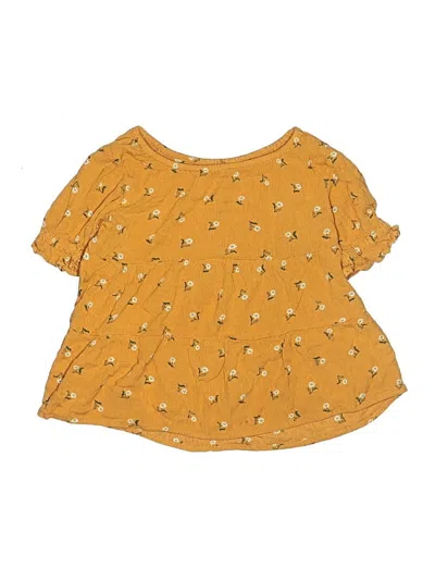 Pre-owned Cat & Jack Kids' Short Sleeve Blouse In Yellow