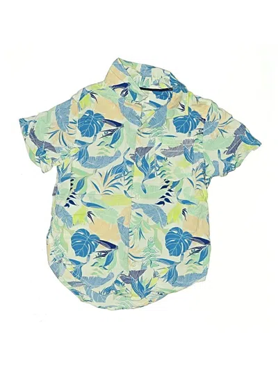 Pre-owned Cat & Jack Kids' Short Sleeve Button Down Shirt In Blue