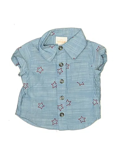 Pre-owned Cat & Jack Babies' Short Sleeve Button Down Shirt In Blue