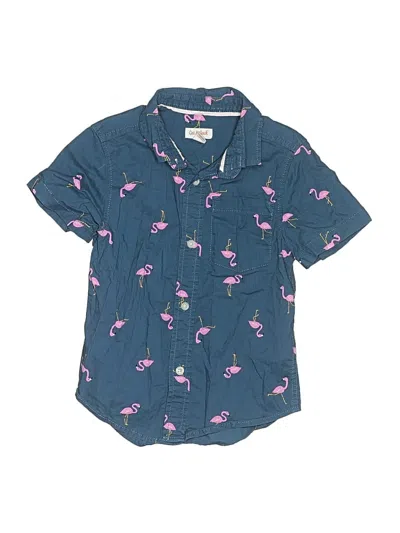 Pre-owned Cat & Jack Kids' Short Sleeve Button Down Shirt In Blue