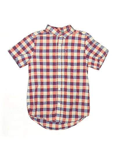 Pre-owned Cat & Jack Kids' Short Sleeve Button Down Shirt In Red