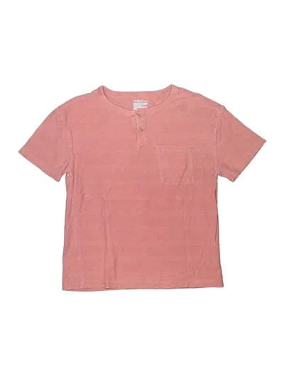 Pre-owned Cat & Jack Kids' Short Sleeve Henley Shirt In Pink