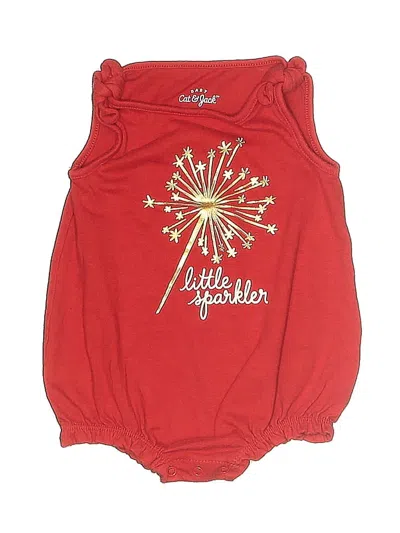 Pre-owned Cat & Jack Babies' Short Sleeve Onesie In Red