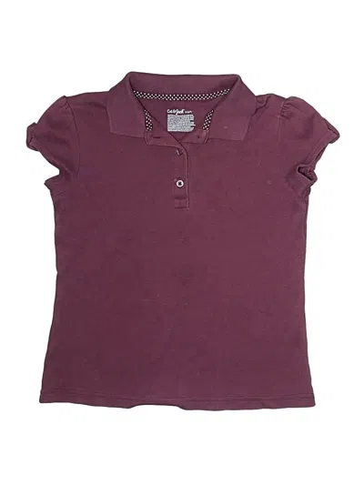 Pre-owned Cat & Jack Kids' Short Sleeve Top Burgundy Collared Neckline Tops