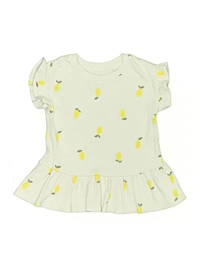 Pre-owned Cat & Jack Kids' Short Sleeve Top Yellow Ruffles Neckline Tops