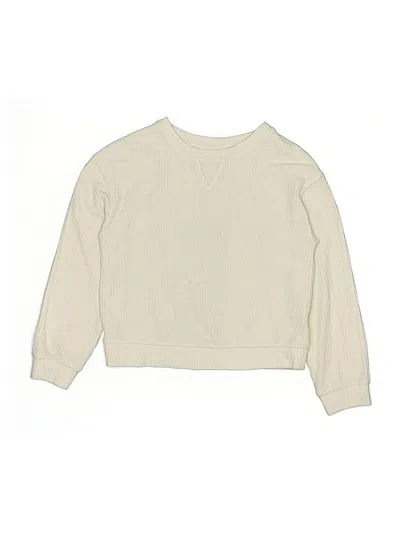 Pre-owned Cat & Jack Kids' Thermal Top Ivory Crew Neck Tops
