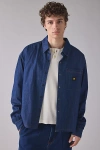 Cat Cropped Denim Shirt Top In Rinsed Denim, Men's At Urban Outfitters In Blue