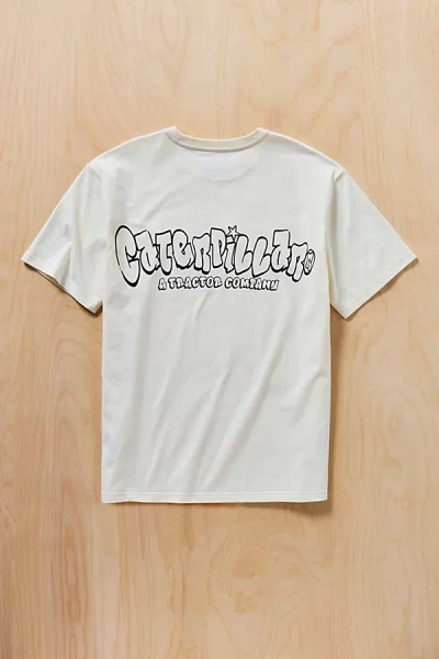 Cat Logo Graphic Heavyweight Washed Tee In Cream, Men's At Urban Outfitters In White
