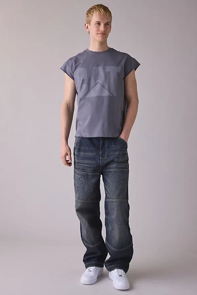 Cat Logo Graphic Muscle Tee In Grey, Men's At Urban Outfitters In Gray