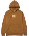 Cat Men's Fleece  Logo Pullover Hoodie In Bronze-turmeric