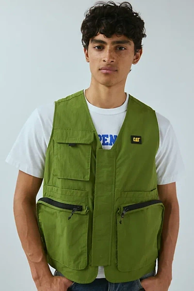 Cat Nylon Utility Vest Jacket In Cedar Green, Men's At Urban Outfitters