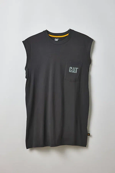Cat Trademark Graphic Muscle Tee In Charcoal, Men's At Urban Outfitters In Gray
