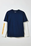 Cat Uo Exclusive Detroit Graphic Double Layer Long Sleeve Tee In Detroit Blue, Men's At Urban Outfit In Blue